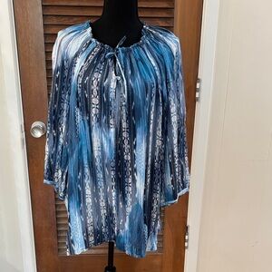 Sejour Blue and White Patterned Blouse